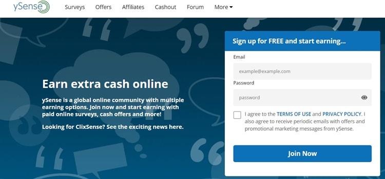 ySense earn extra cash online