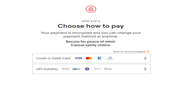 Pay amount using debit or credit card