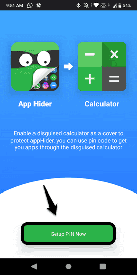 App hider calculator setup new pin